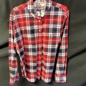 Cruel Girl Red, Navy & White Plaid Button-Down Shirt